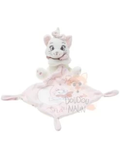 Disney Good Night Marie Aristochats Doudou Mouchoir Rose Blanc
