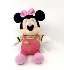 Disney - Minnie La Souris - Peluche Salopette Rose Oiseau 22 Cm