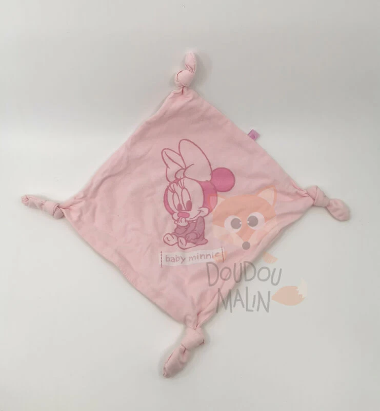Disney - Minnie La Souris - Doudou Plat Baby Minnie Rose Coton 10 Cm