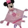Disney - Minnie La Souris - Doudou Plat Rose Violet Fleur Noeud 25 Cm