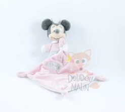 Disney Minnie La Souris Doudou Mouchoir Rose Blanc Mouton