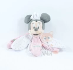 Disney Minnie La Souris Doudou Pétale Rose Blanc Mouton