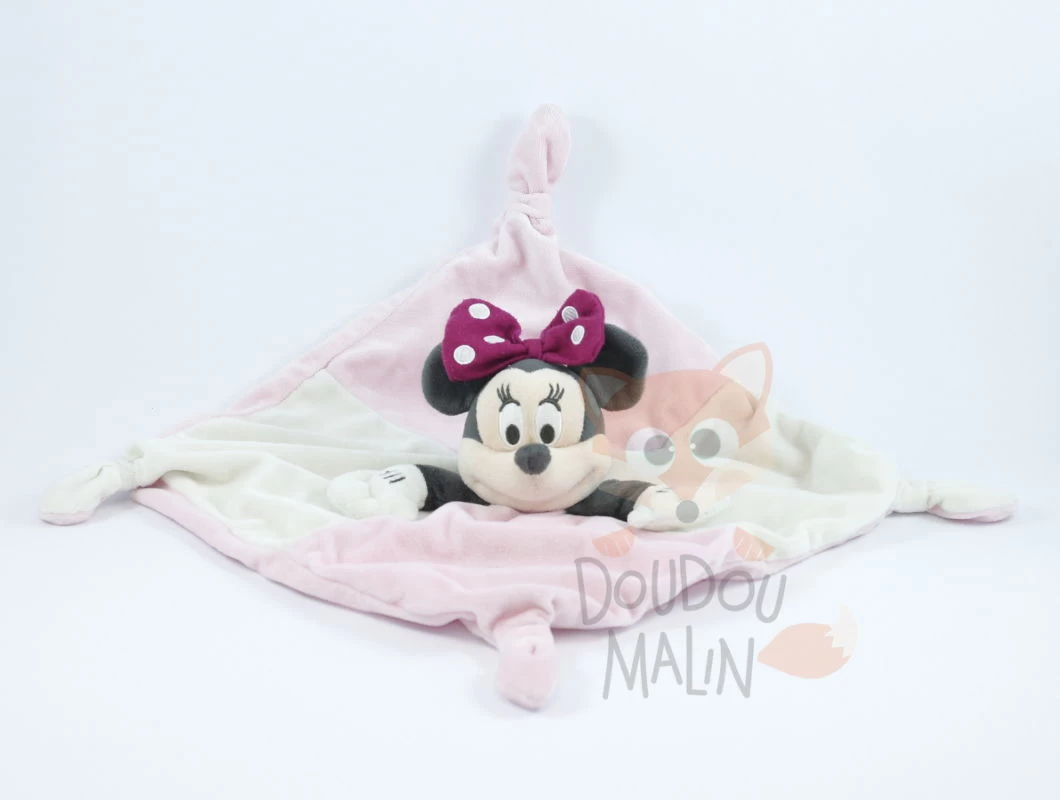 Disney Minnie La Souris Doudou Plat Rose Beige 1 Disney Minnie La Souris Doudou Plat Rose Beige