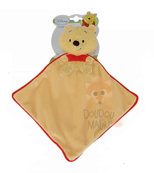 Disney Winnie L'ourson Doudou Plat Tricot Jaune Rouge 1 Disney Winnie L'ourson Doudou Plat Tricot Jaune Rouge